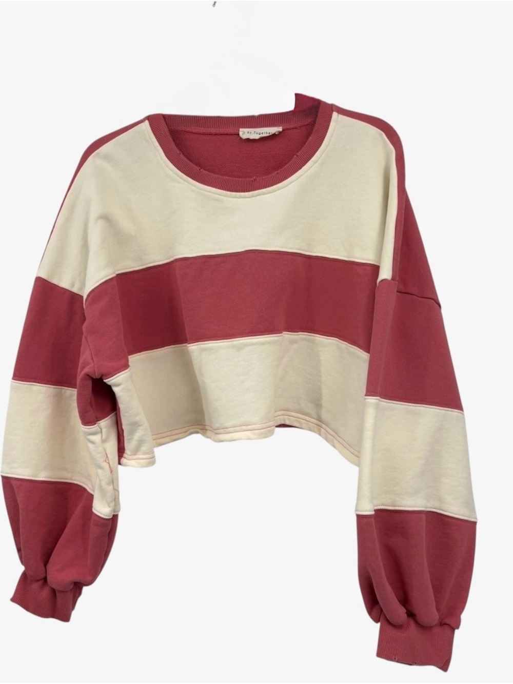 By Together Cropped Oversized Colorblock Sweatshirt Women's Size L - Picture 2 of 6